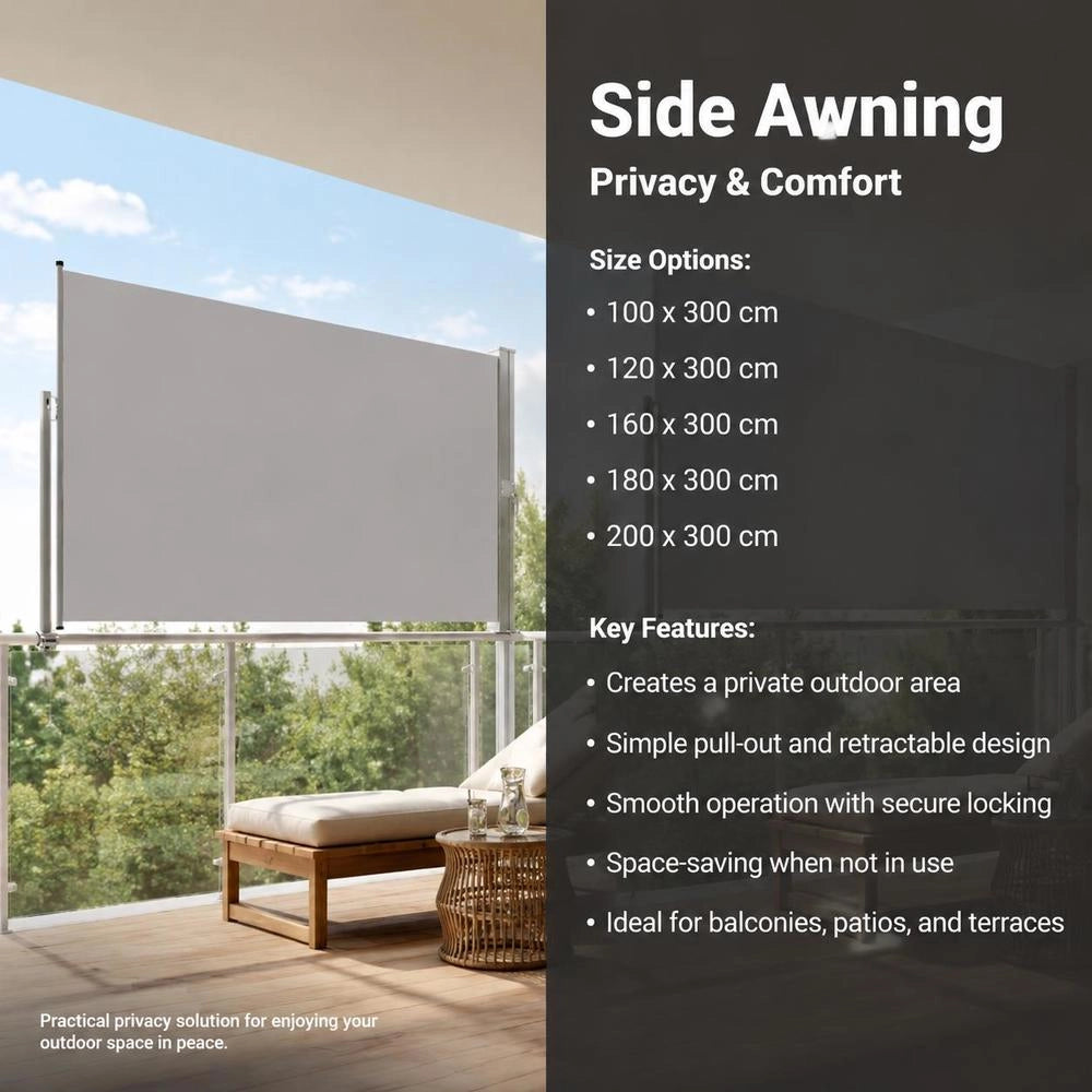 Retractable Side Awning 160x300 Cm Grey