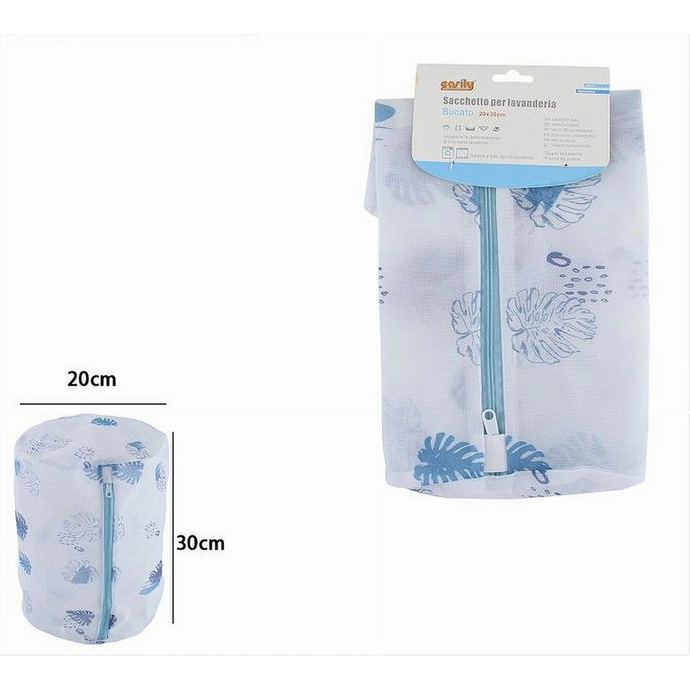 Trade Shop - Sacchetto Per Bucato Lavaggio Rete Cerniera Biancheria 20x30cm A Fantasia 87439 -