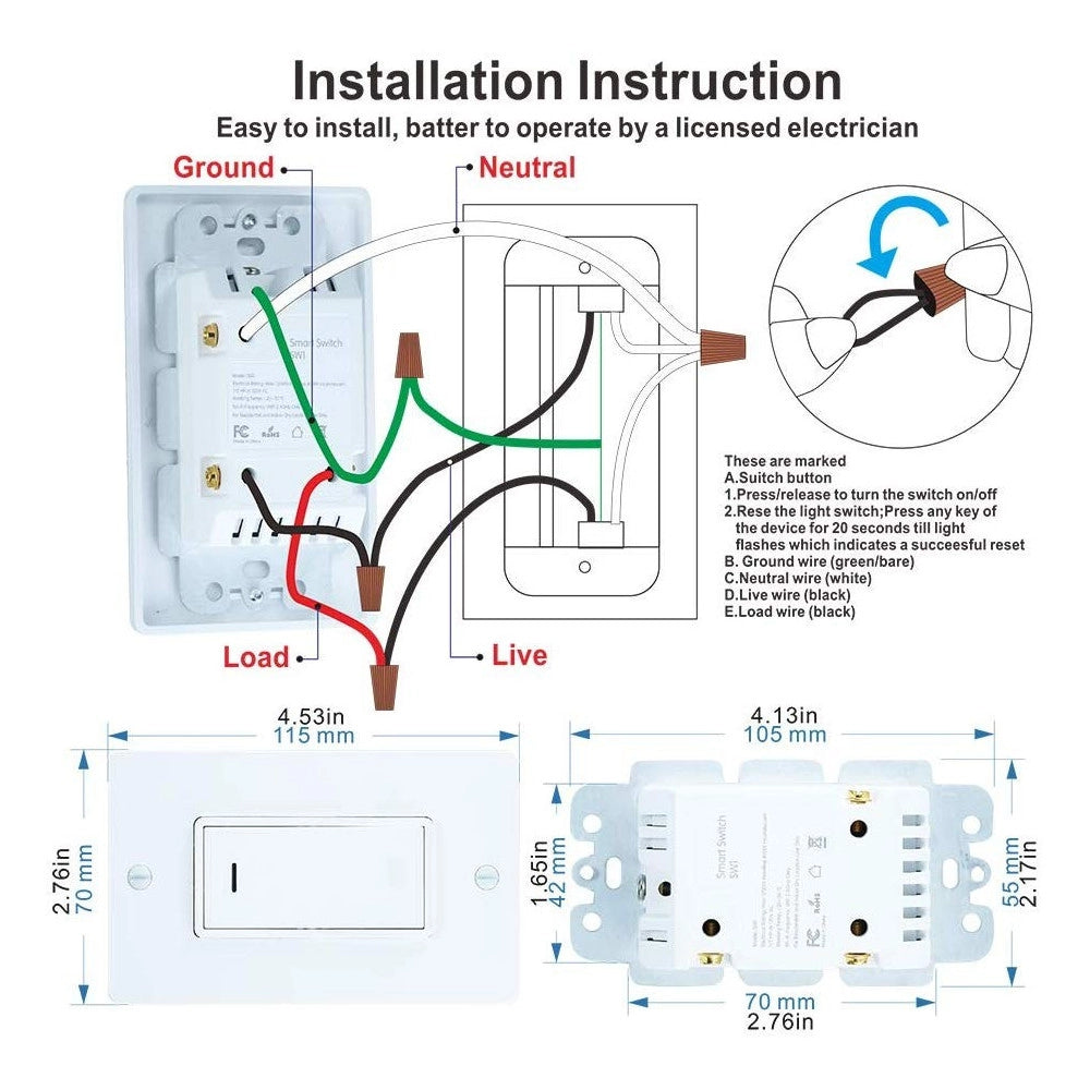 Trade Shop - Interruttore Luci Smart Wifi Compatibile Con Alexa Google Ifttt Controllo Vocale -