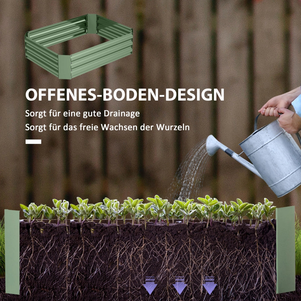 Hochbeet in acciaio zincato per giardino ¨C zephmum ¨C 120x90x30 cm verde scuro
