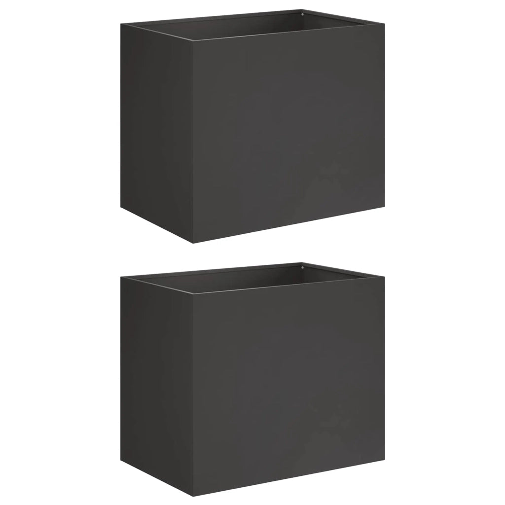Vaso da giardino 2 pz Nero 60 x 40 x 50 cm 8005695