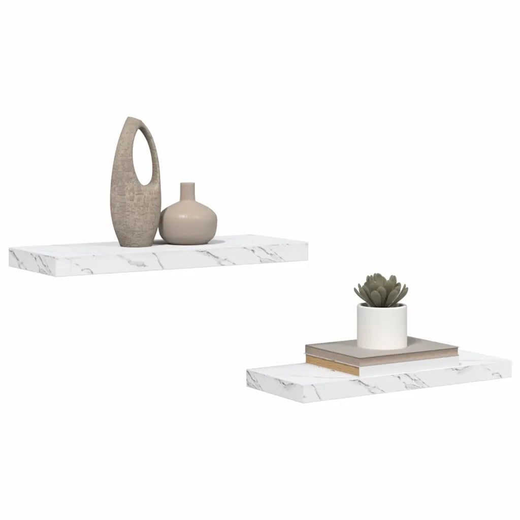Scaffale da parete 2 pz Marmo Bianco 60 x 23,5 x 3,8 cm 42019969