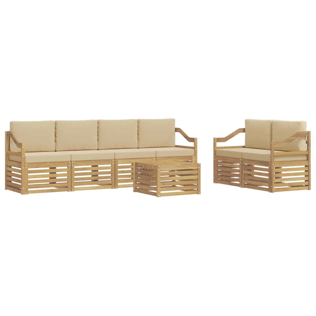 Set di divani da esterno 7 pcs Bianco e Beige Poliestere