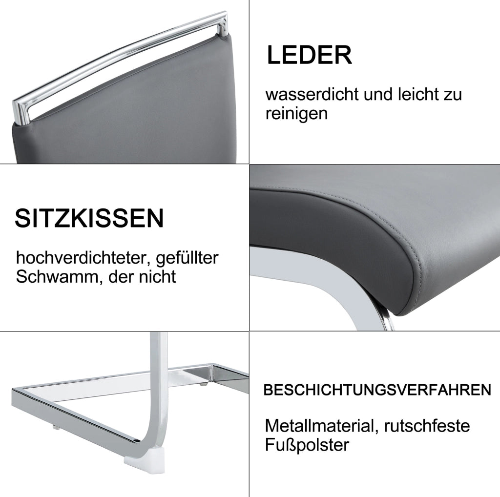 Sedia imbottita ergonomica grigia con schienale in PU e lino