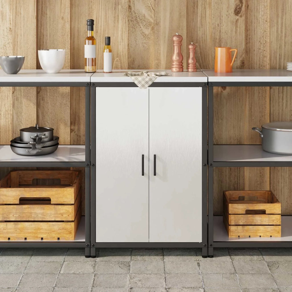 Stoccaggio in cucina con porta Argento 60 x 50 x 92 cm Acciaio 874993