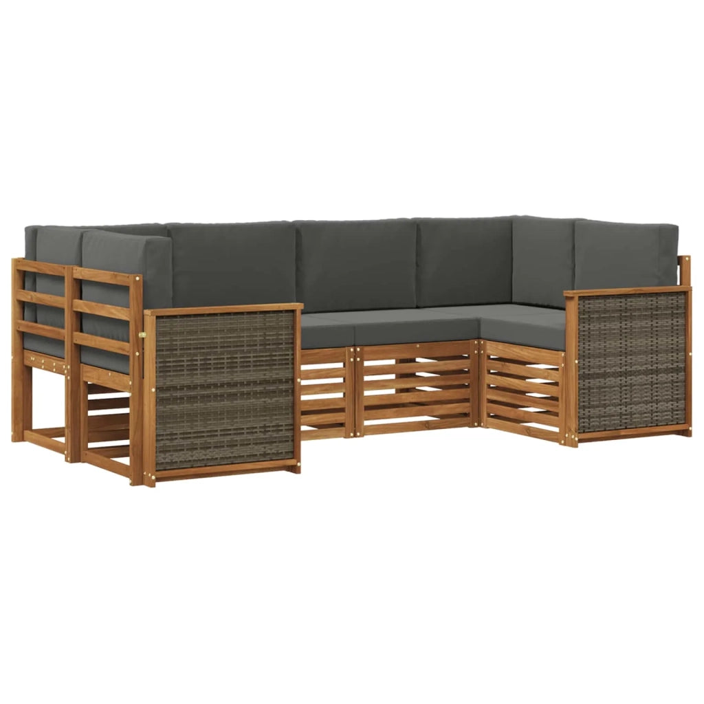 Set divano sezionale con cuscino 5 pcs Naturale e Antracite 3384768