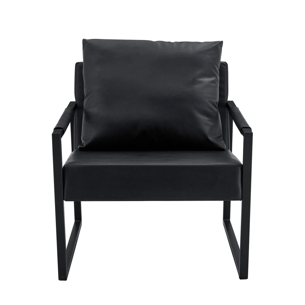 Poltrona da lettura 79x65x28 cm con braccioli in metallo e PU nero