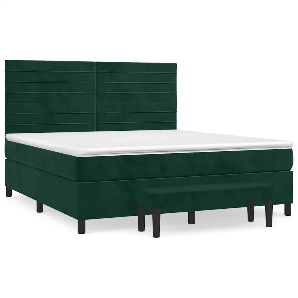 Giroletto a Molle con Materasso Verde Scuro 180x200 cm Velluto 3137920