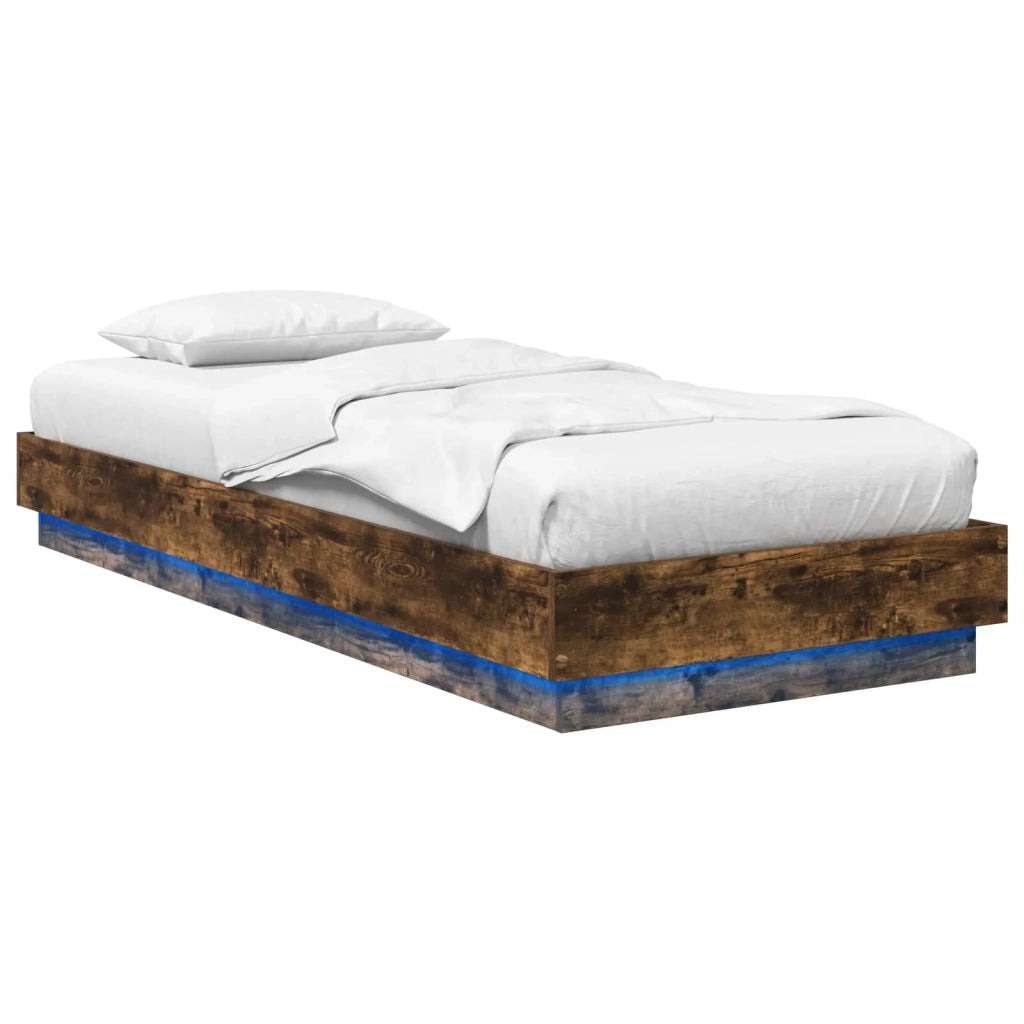 Letto con LED Rovere Fumo 80 x 200 cm Legno ingegnerizzato 8009005
