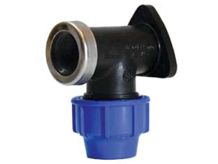 RACCORDO A COMPRESSIONE GOMITO TERMINALE A MURO 90  ° PN16- -  EE ¸ mm.20x1/2 - 5 pezzi