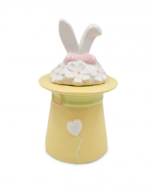 Scatola Dolci Decorativa Pasqua Cappello Coniglio in Ceramica 21 cm
