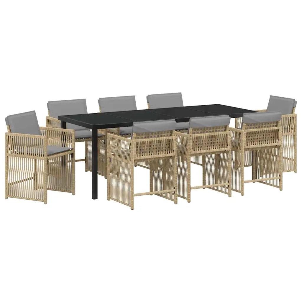 Set da Pranzo per Giardino 9 pcs Beige polyrattan 3380796