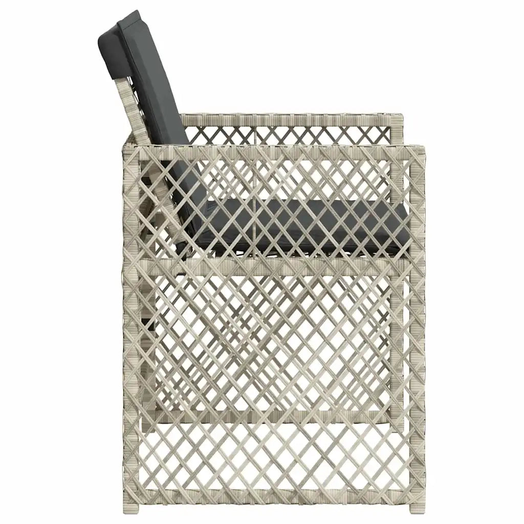 Sedie da Giardino con Cuscini 4 pz | Sedie da Esterno Grigio Chiaro in Polyrattan