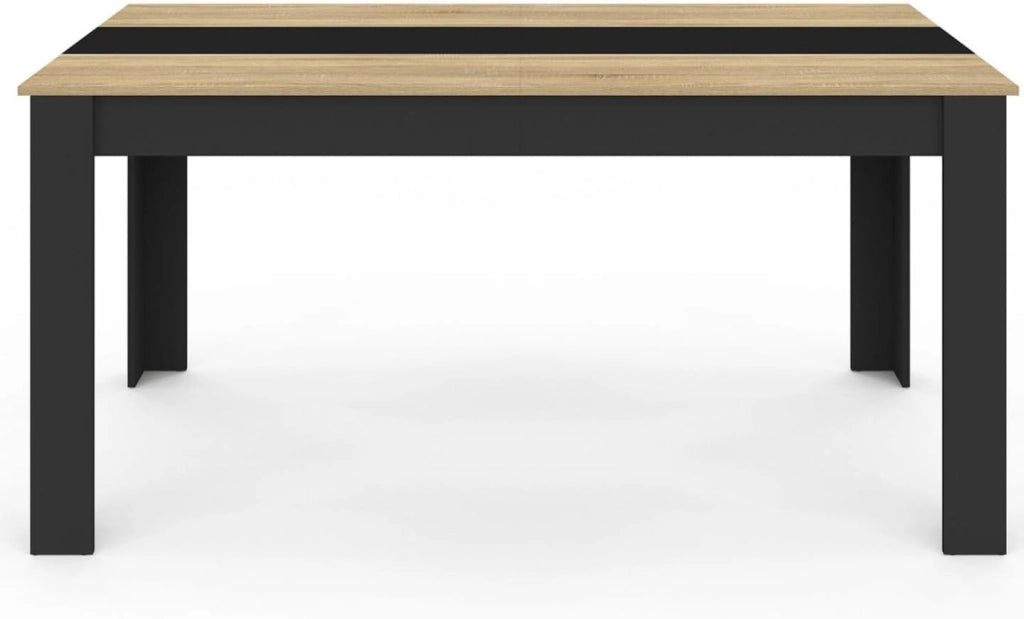 Tavolo da pranzo rettangolare GEORGIA per 8 persone in simil-faggio e nero 160 x 90 cm