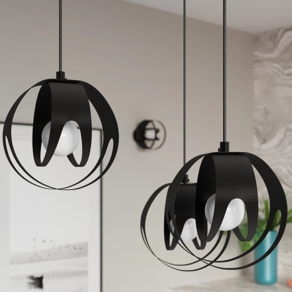 Lampada a sospensione nera FINARA Pure Lume E27 15W