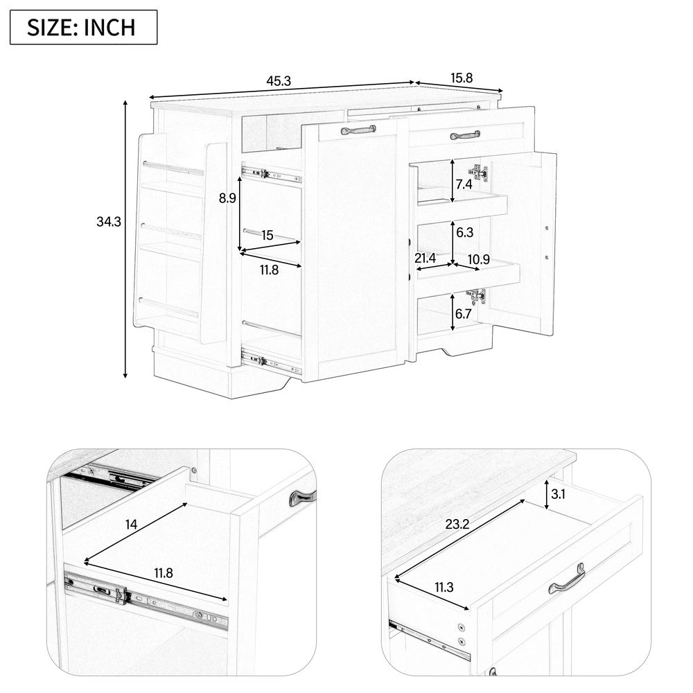 Credenza 3 Ante e Cassetto con Ripiani Estraibili ¨C MINIMAL ¨C Nero