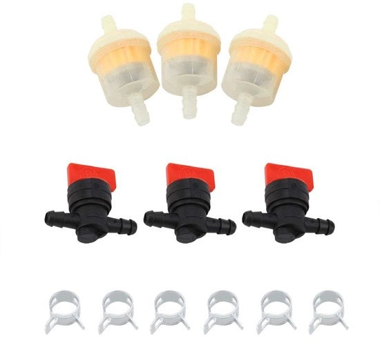 Set di Cerniere per Serbatoio di Carburante - Contenuto: 3 Filtro di Carburante - 3 Cerniere - 6 Viti - Materiale Resistente in Plastica - Facile da Installare - Cerniera di Carburante