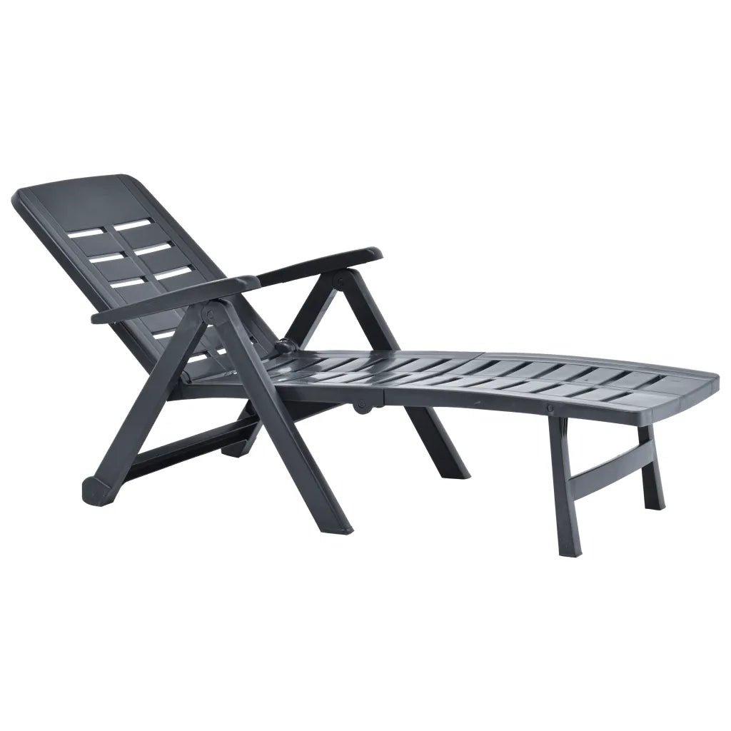 Lettino Prendisole Pieghevole in Plastica Antracite 48756