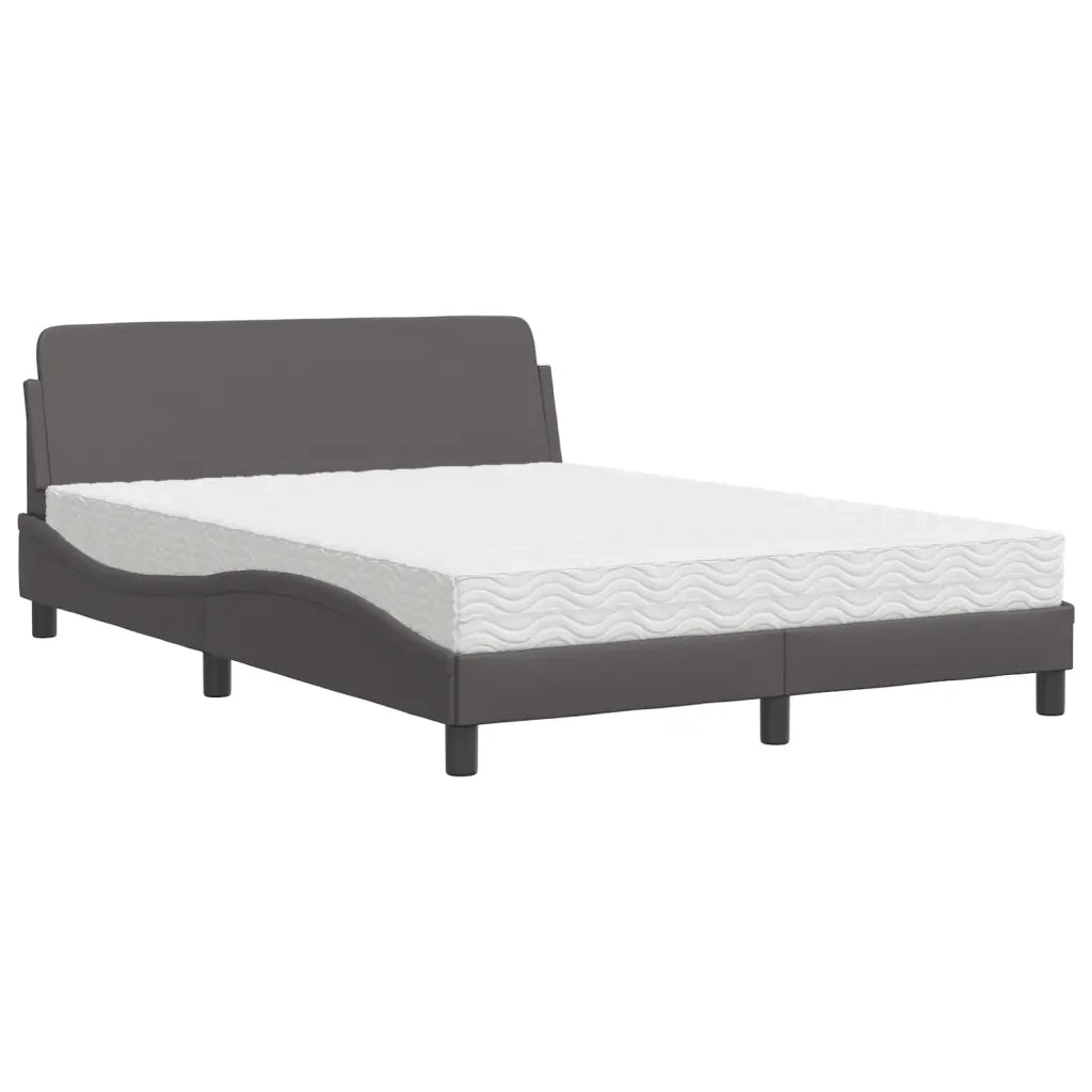Letto con Materasso Dover Grigio 140x190 cm in Similpelle