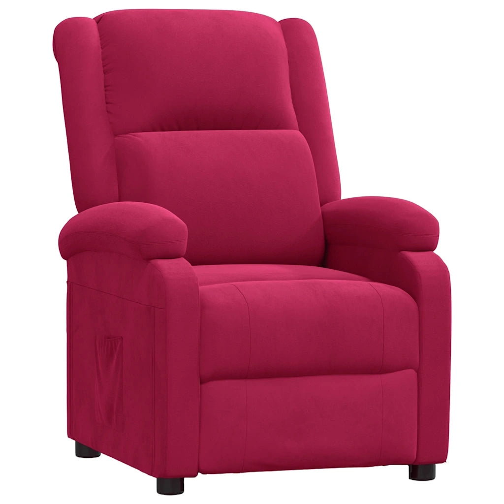 Divano Sedia-Poltrona Reclinabile Rosso Vino in Velluto 304186