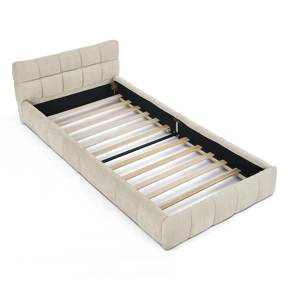 Letto bambino 90x200cm?- Xylo - chenille eucalipto beige