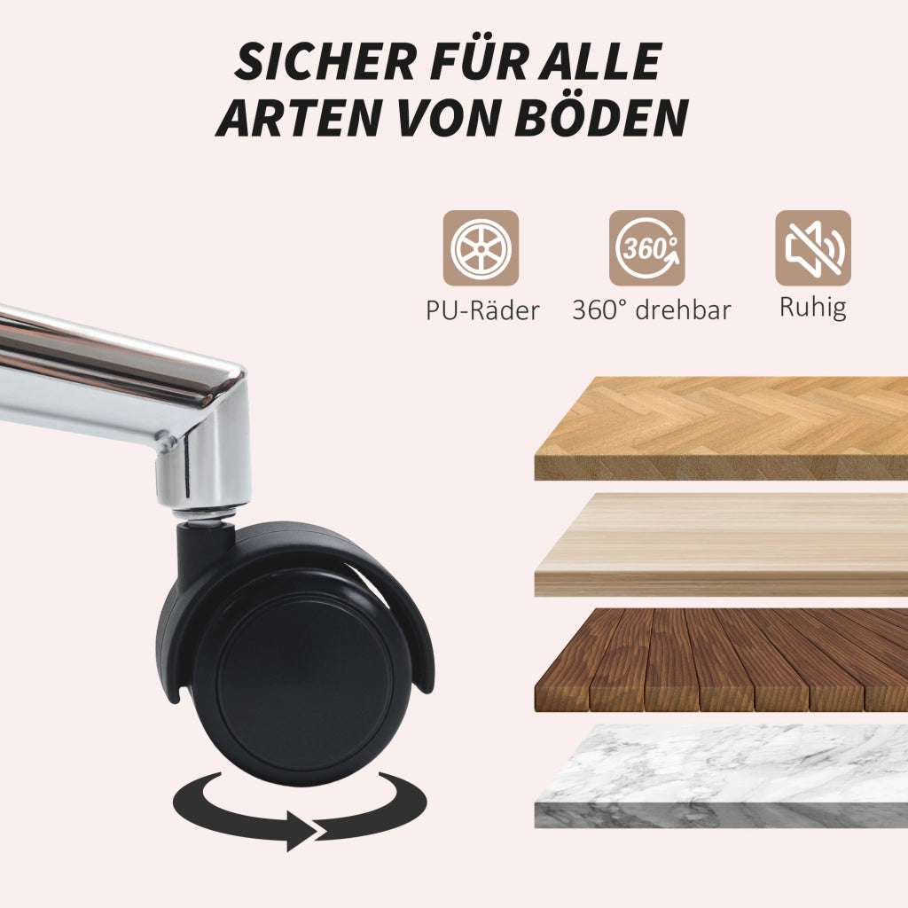Sedia da ufficio imbottita ¨C zephmum ¨C girevole, con rotelle, crema