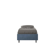 Letto singolo con rete imbottito 80x210 microfibra blu Azelia