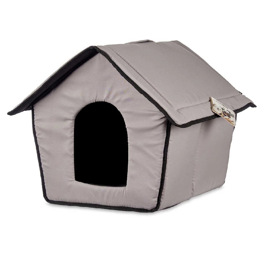 Casetta Pieghevole per Animali Domestici in Tessuto Grigio 47x46x40cm Cani e Gatti