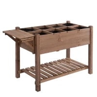 Letto per Orto Rialzato in Legno con Ripiano Pieghevole e Mensola Inferiore, 123x54x80cm