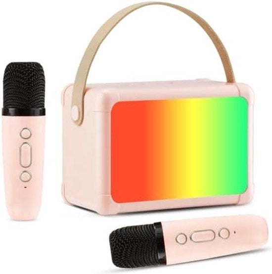 Macchina karaoke con 2 microfoni, installazione karaoke Bluetooth mini con microfono per bambini, sistema PA come regalo per ragazze, ragazzi, famiglia e casa