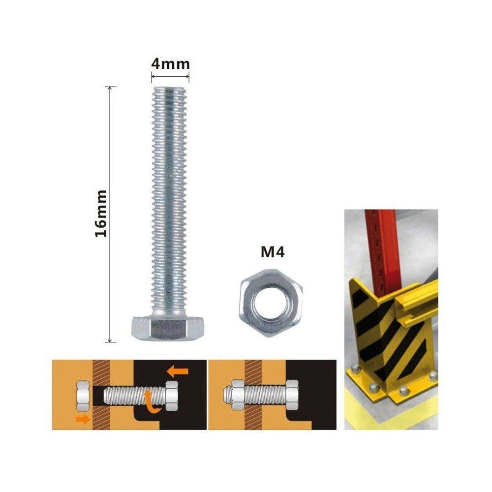Trade Shop - Set 17 Pz Vite Viti Per Esterno A Testa Esagonali 4x16mm Con Dadi Dado M4 90904 -