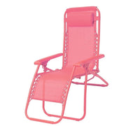 Trade Shop - Sedia Sdraio In Textilene Pieghevole Reclinabile Con Poggiatesta Da Giardino Colorata - Rosa