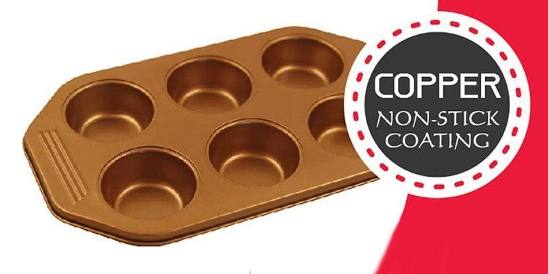 Klausberg KB-7375 Teglia antiaderente in rame per 6 muffin