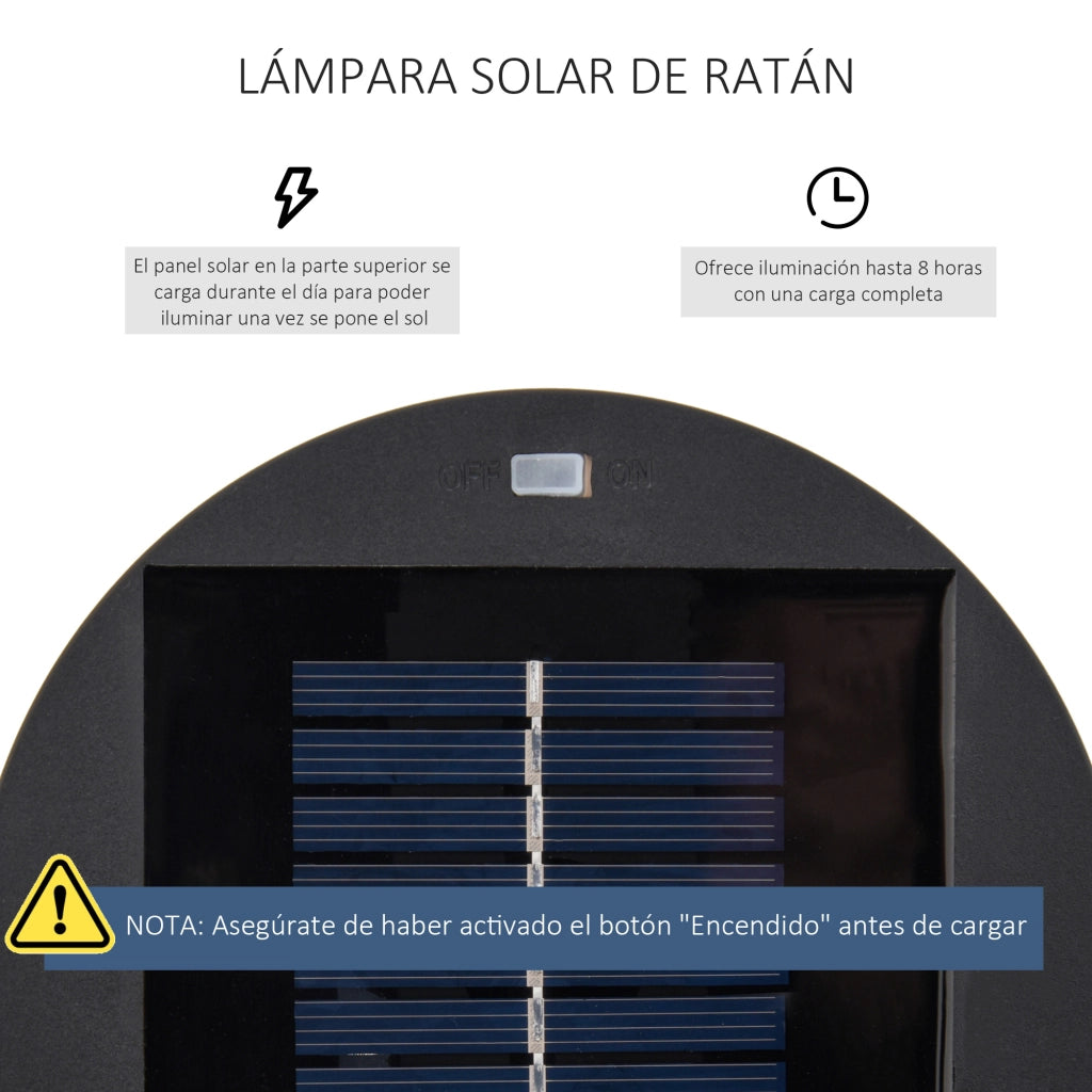 Lampada da Esterno in Rattan Solare LED ¨C zephmum ¨C Marrone ?21,5x61 cm