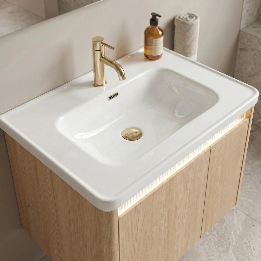 Set Di Mobili Da Bagno Con Lavabo Sora De07-70 Oak 70cm