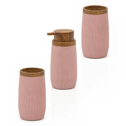Set accessori bagno con dispenser e due portaspazzolini rosa cipria Blob