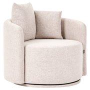 Poltrona girevole con 2 cuscini rivestimento in tessuto schienale arrotondato per soggiorno beige