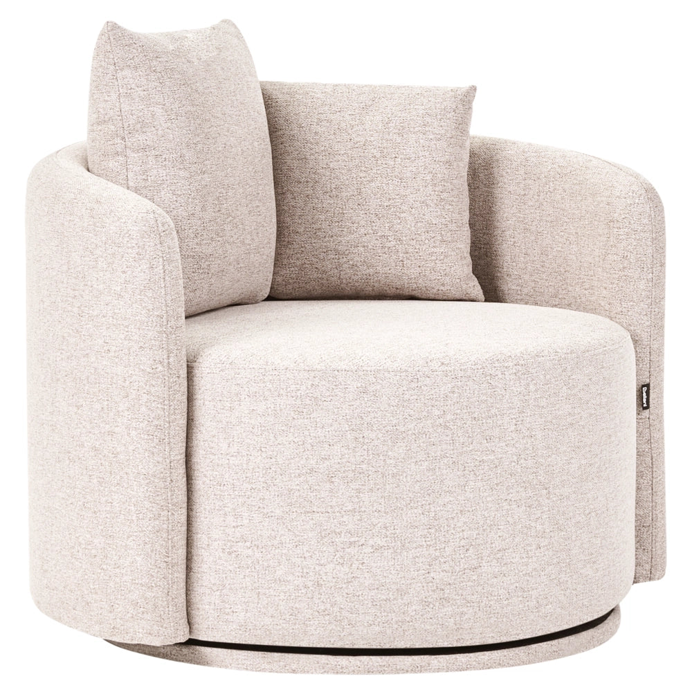 Poltrona girevole con 2 cuscini rivestimento in tessuto schienale arrotondato per soggiorno beige
