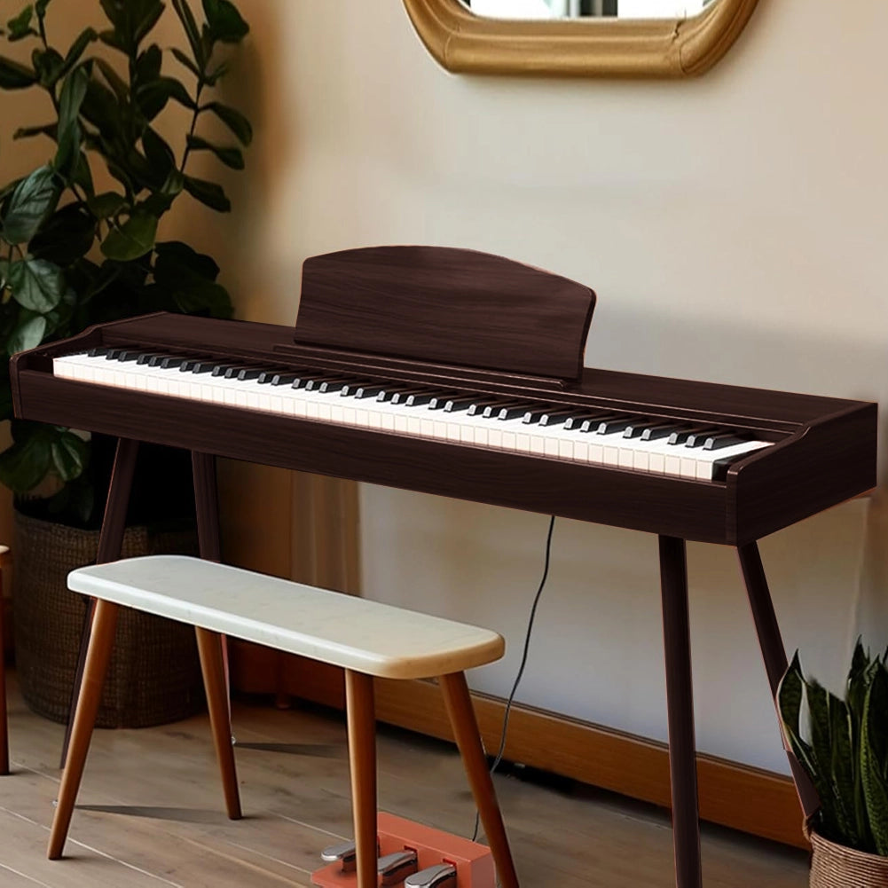 Tastiera Musicale Pianoforte Elettrico con 88 Tasti e Pedaliera Colore Mogano