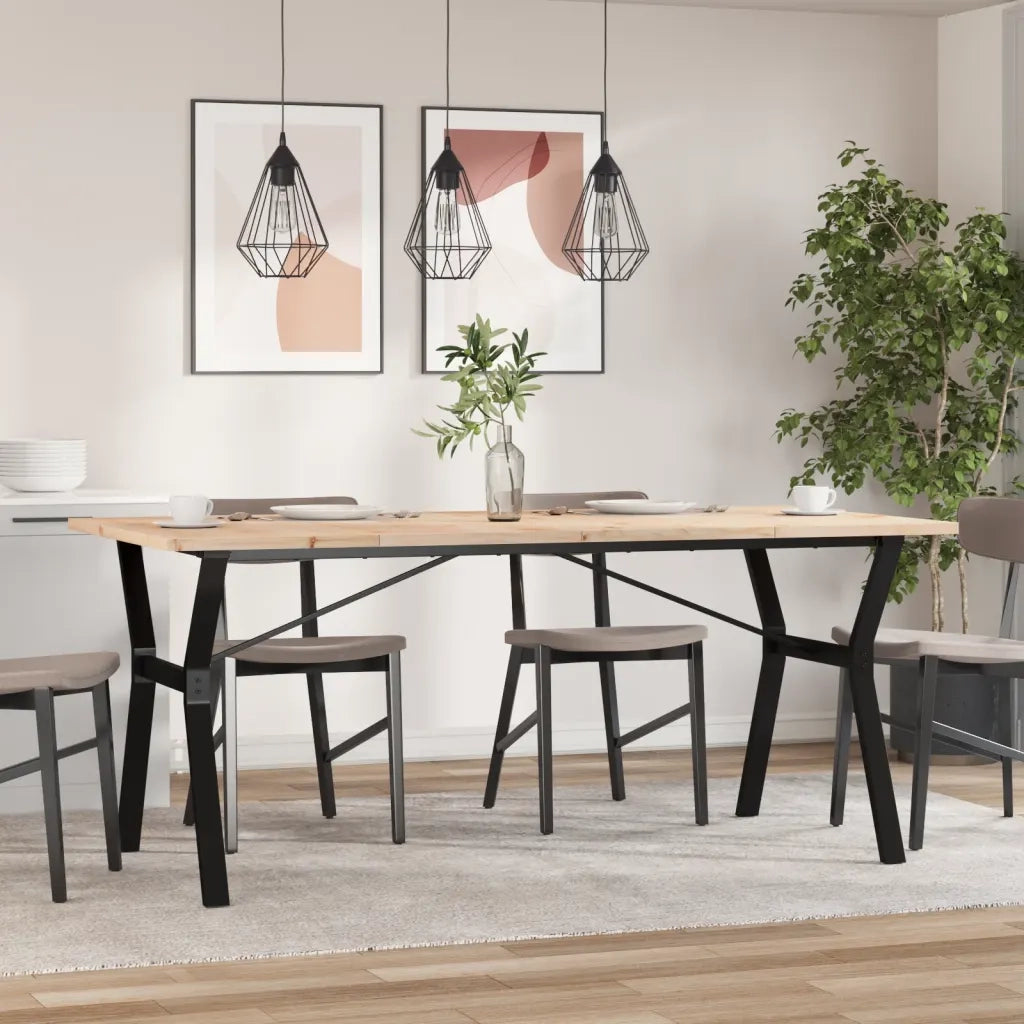 Tavolo da Pranzo Telaio a Y 180x90x75,5 cm Legno Pino e Acciaio