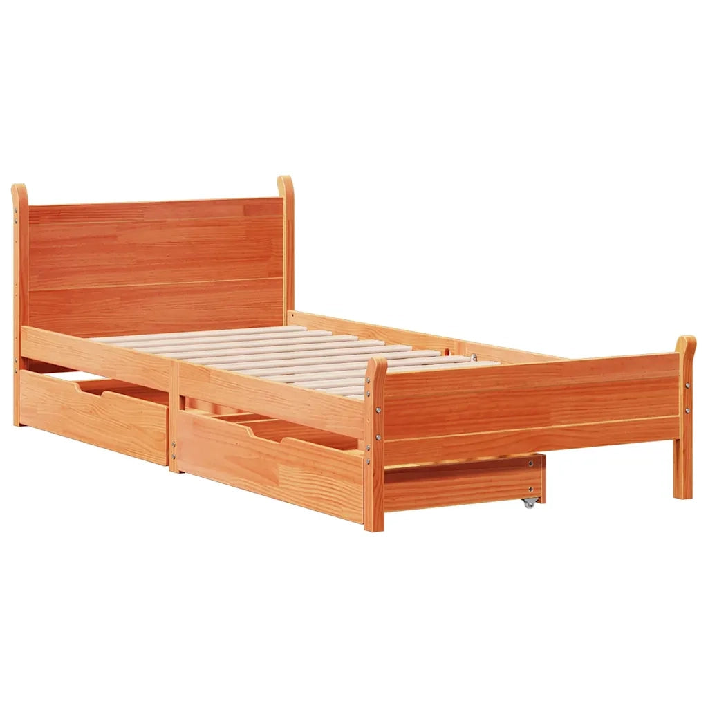 Letto senza Materasso Marrone Cera 75x190 cm in Legno di Pino 3309796