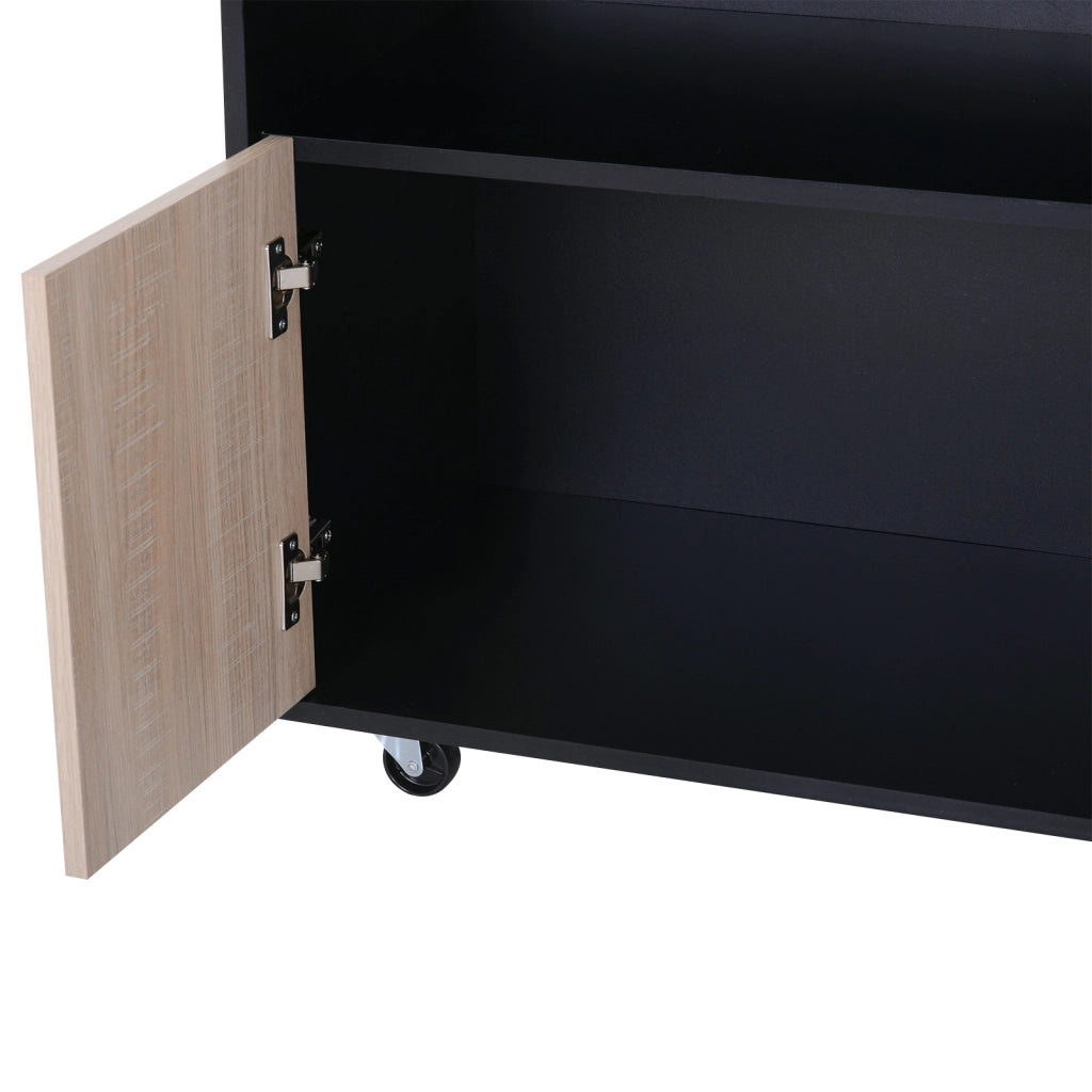 EasyComfort Carrello da Cucina Multiuso Moderno con Ruote Cassetto Anta in Legno Rovere, 76,5x40x82cm