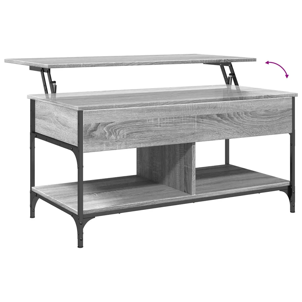Tavolino Salotto Grigio Sonoma 100x50x50 cm Multistrato Metallo 845369