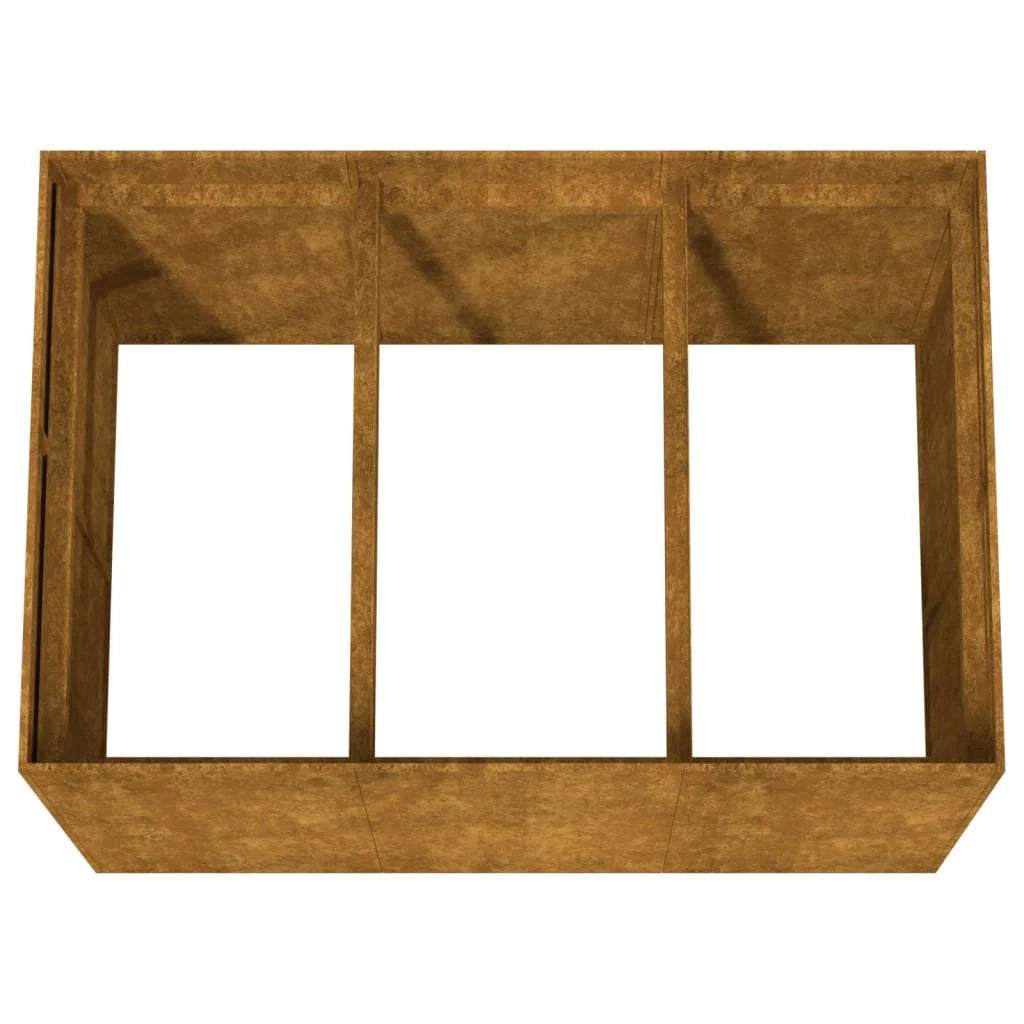 Portavaso per fioriera aiuola rialzata piante fiori terrazzo giardino giardino 120 x 80 x 80 cm acciaio corten marrone 02_0039349