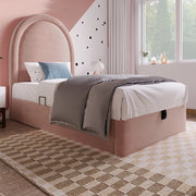 Letto per bambini 90x200 cm con contenitore; velluto rosa
