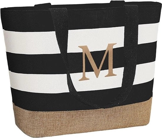 Borsa personalizzata, grande borsa per donna con chiusura a righello, borsa con iniziali per donna, regalo personalizzato per amica, moglie, collega, madre, sorella, compleanno (M)