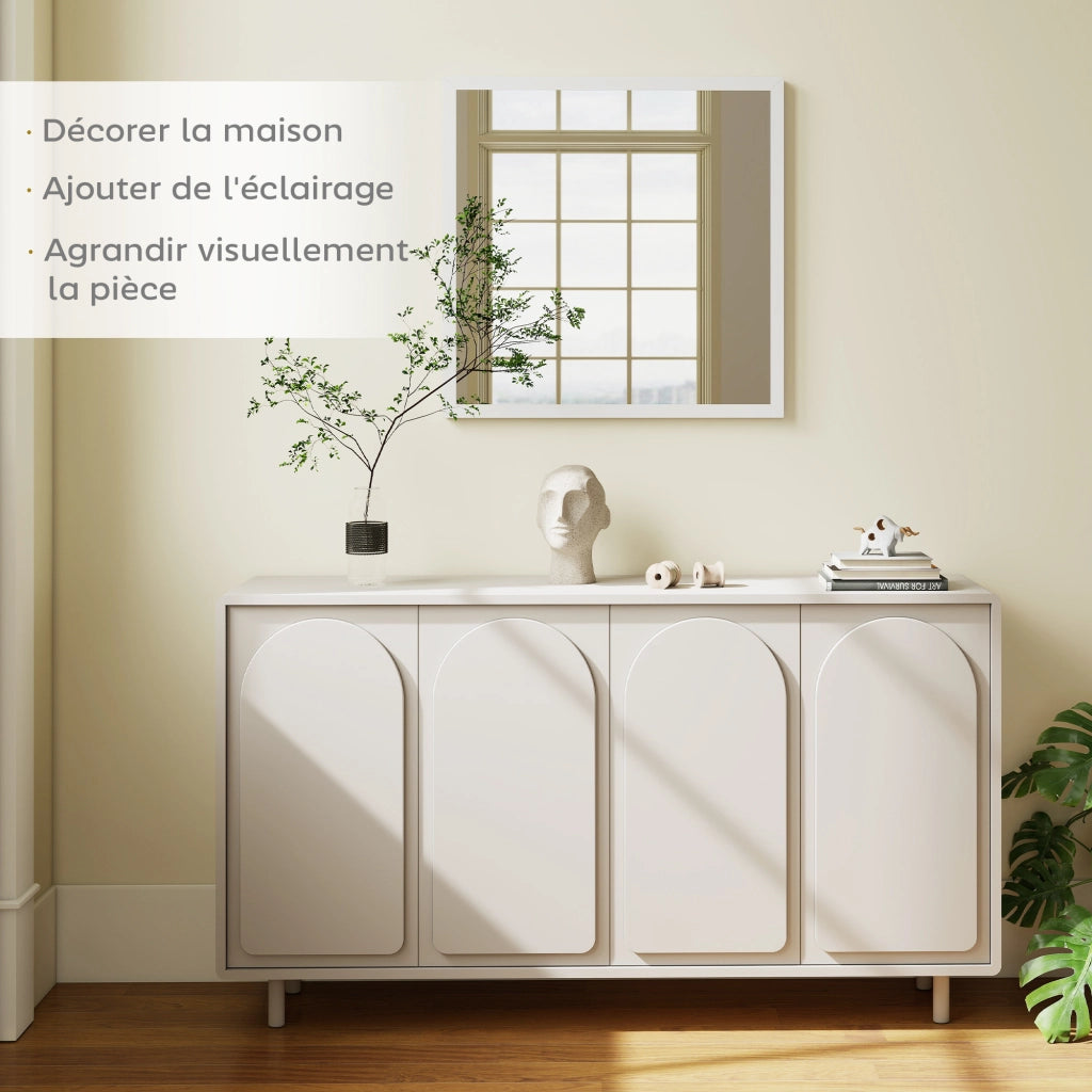 Specchio da parete quadrato ¨C zephmum ¨C bianco legno 50x50 cm
