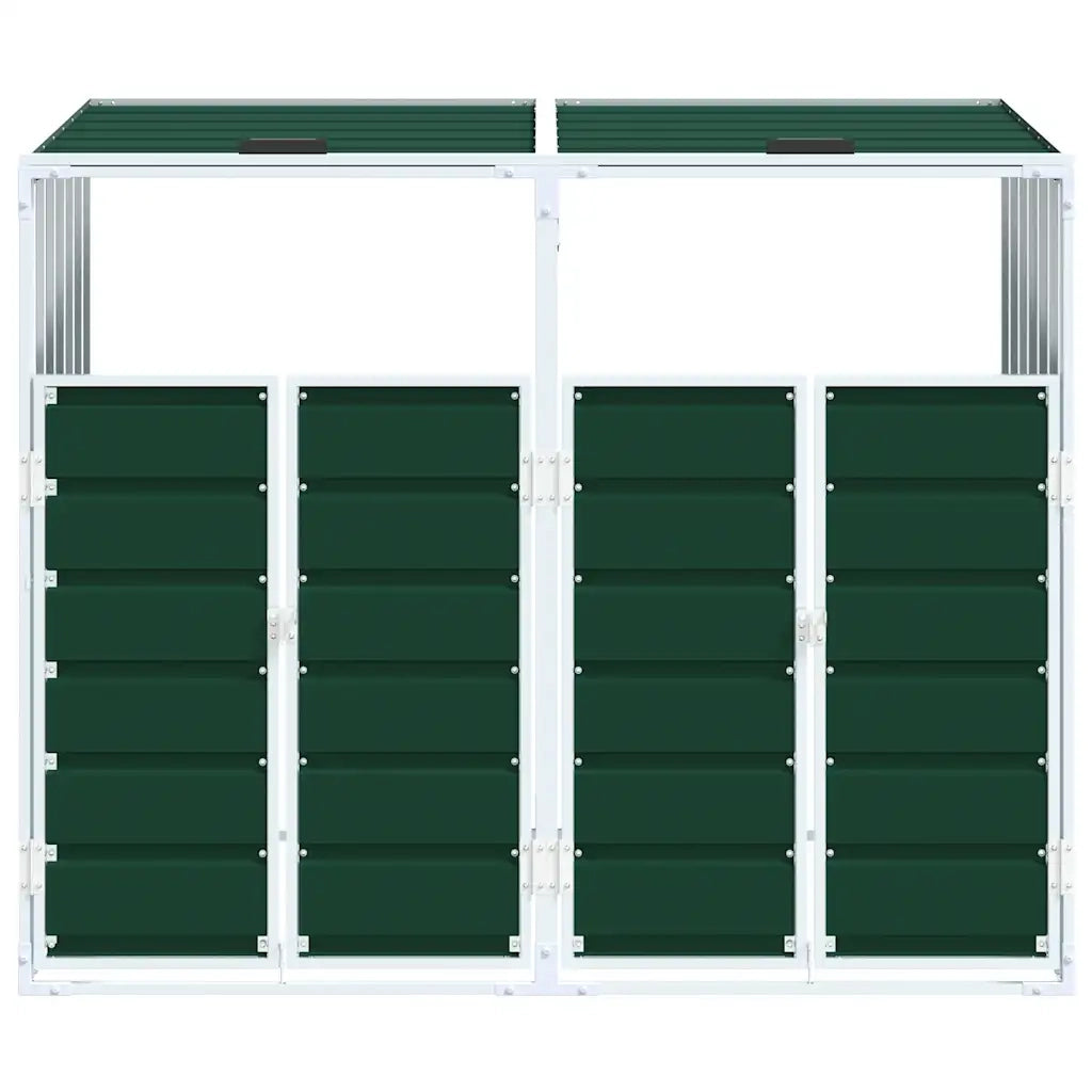 Copribidone con Ruote per 2 Bidoni Verde 144x81x113 cm Acciaio CFW7438769