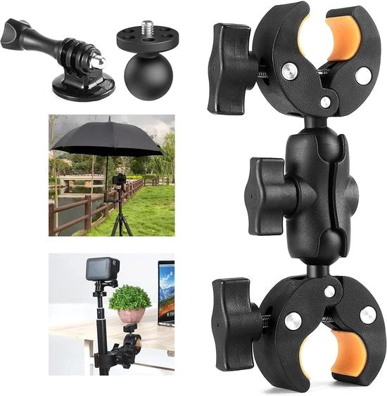 Supporto per Azione - Super Viti - Adattatore per Gopro - Testa a Sfera doppia - Albero a Bolla doppia - Supporto per Bicicletta Motocicletta Tripode