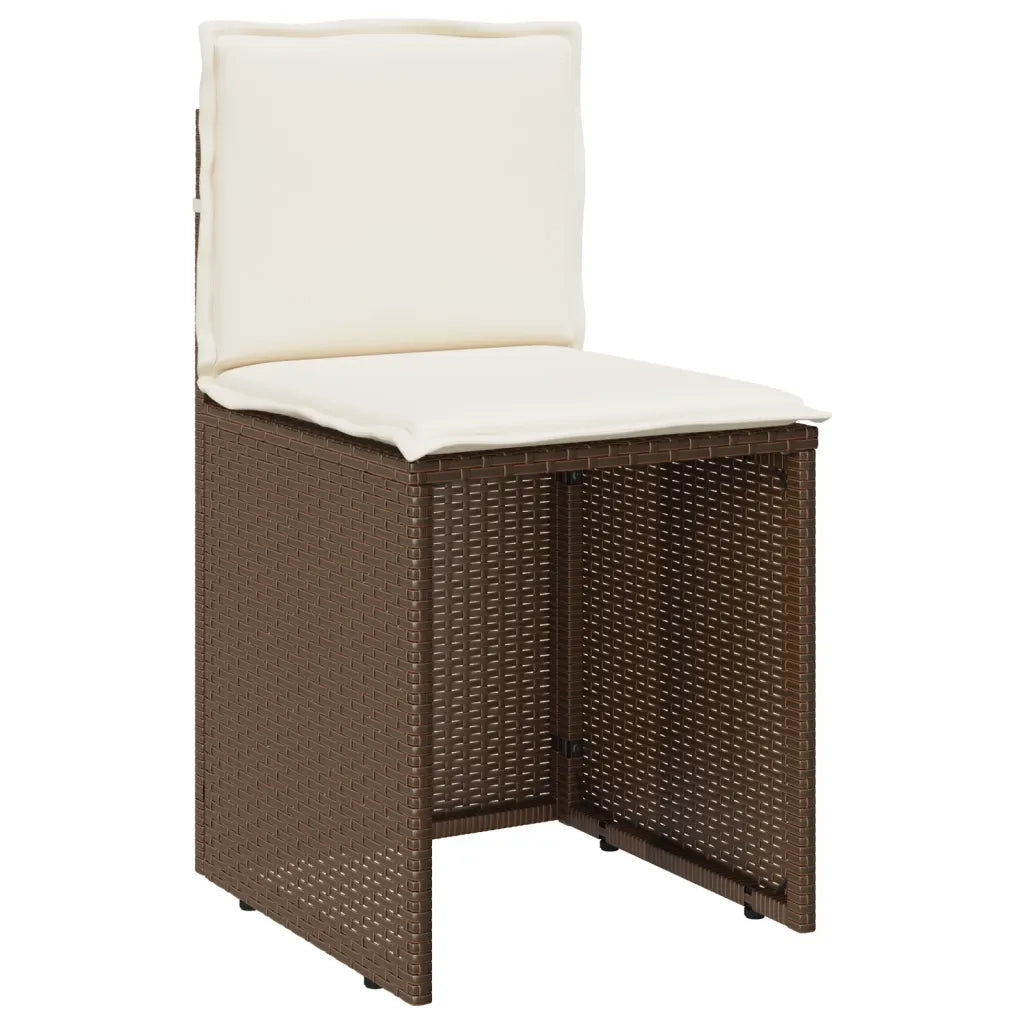 Set Bistr¨° 3 pz | Set Salotto da Giardino con Cuscini Marrone in Polyrattan
